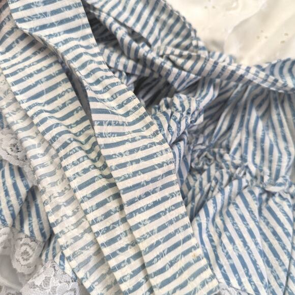 Vintage Dress Girls Size 18m Blue Stripe Full Circle Party - Picture 6 of 8